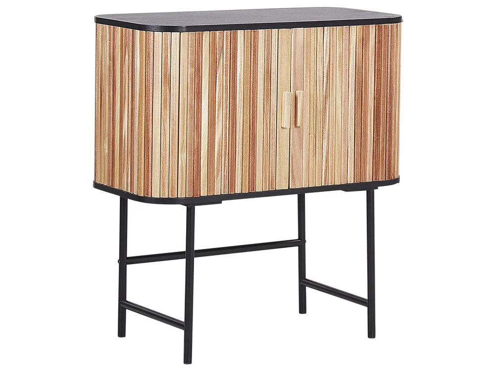 Wooden 2 Door Sideboard Light and Nero puro CARNEY | Resistente all'Umidità e ai Graffi