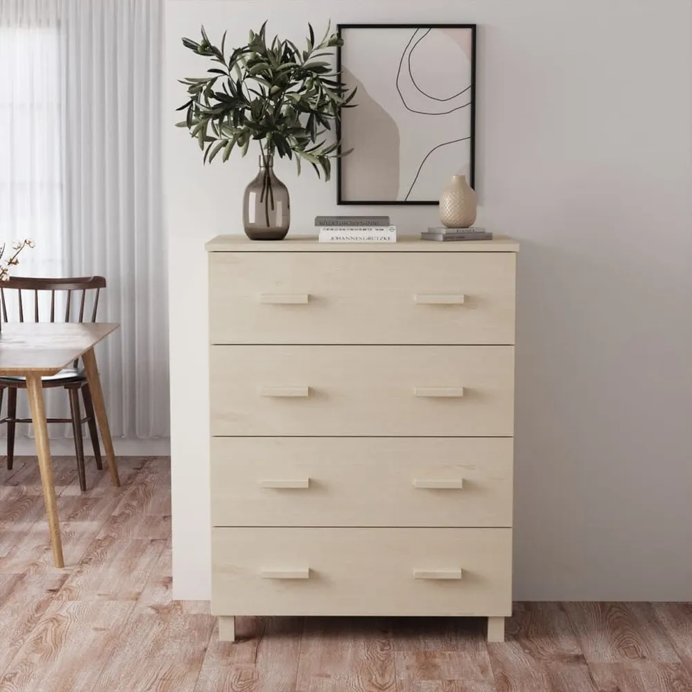Buffet Pensile Credenza HAMAR ambra 79x40x103,5 cm Legno Massello di Pino