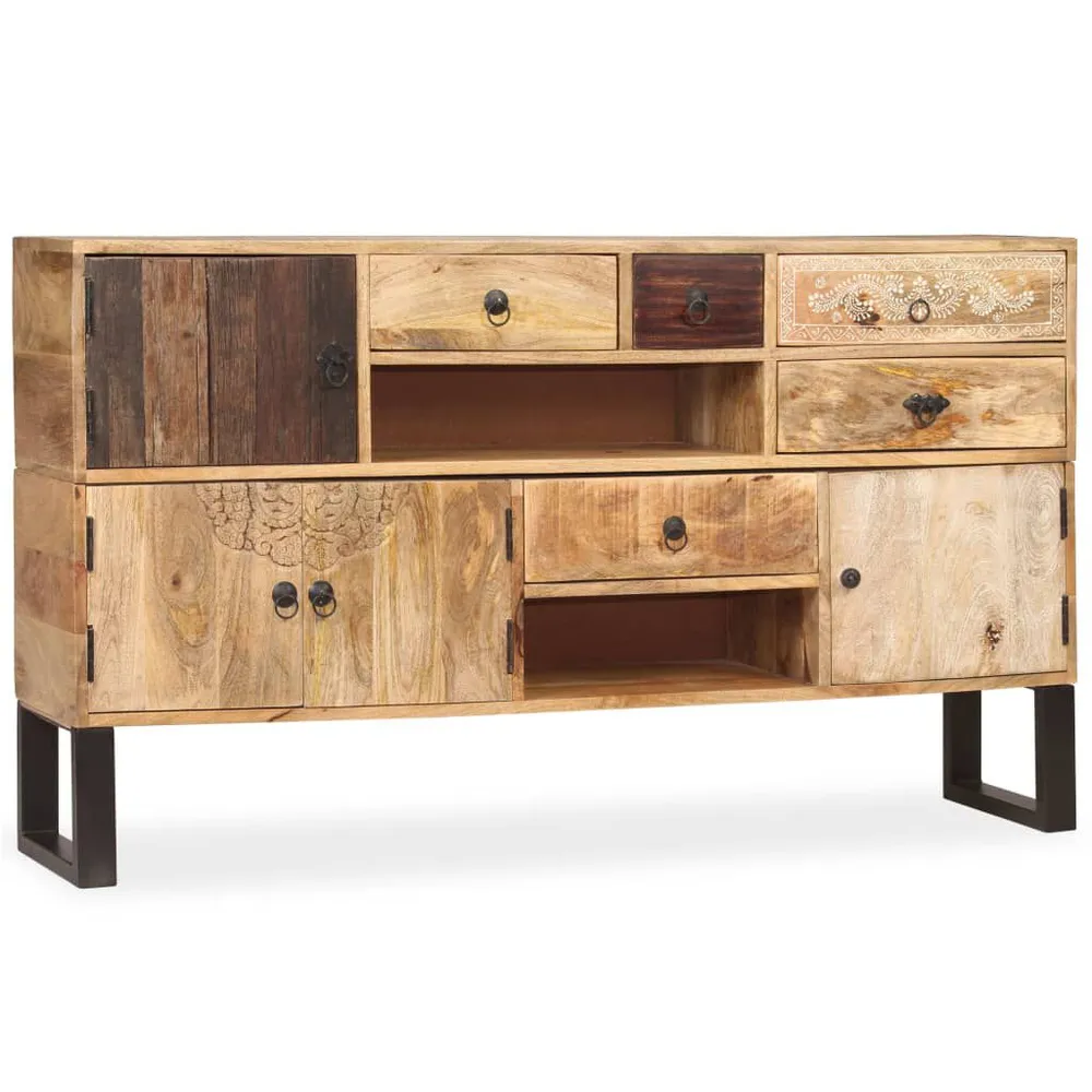 Carrello Portavivande Credenza Legno Massello di Mango 140x30x80 cm