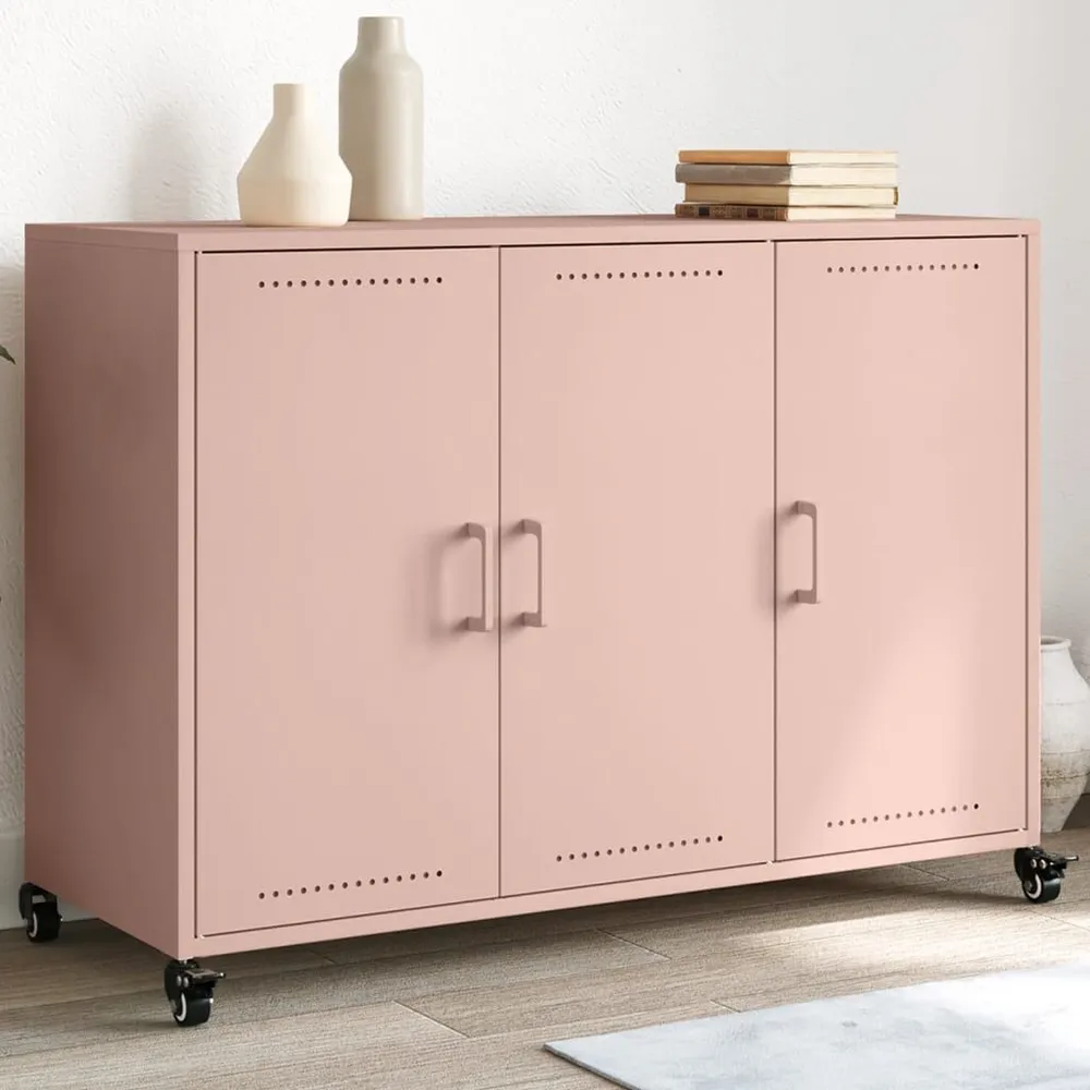 Carrello Portavivande Credenza Rosa 100,5x39x72 cm Acciaio