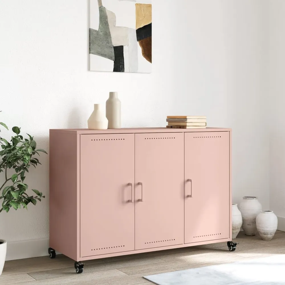 Carrello Portavivande Credenza Rosa 100,5x39x72 cm Acciaio