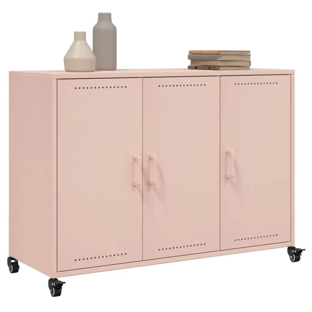 Carrello Portavivande Credenza Rosa 100,5x39x72 cm Acciaio
