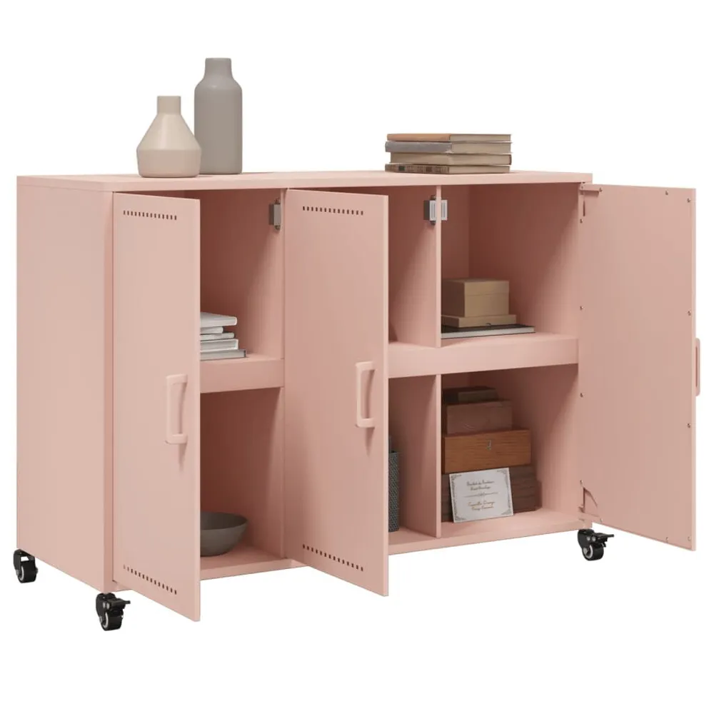 Carrello Portavivande Credenza Rosa 100,5x39x72 cm Acciaio