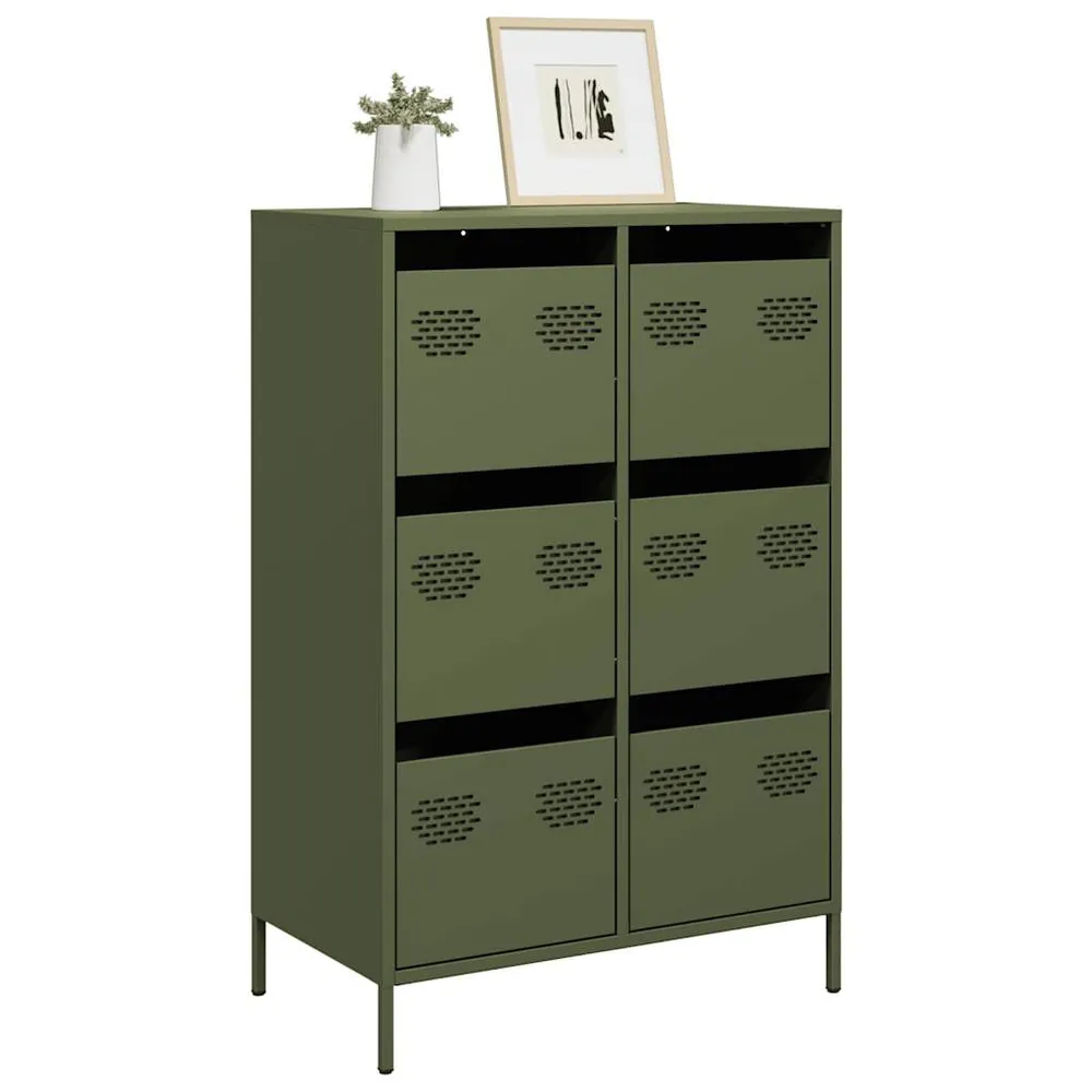 Carrello Portavivande Credenza Verde Oliva 68x39x101,5 cm Acciaio
