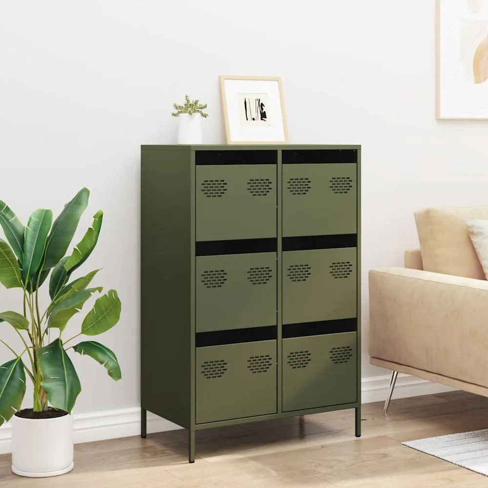Carrello Portavivande Credenza Verde Oliva 68x39x101,5 cm Acciaio