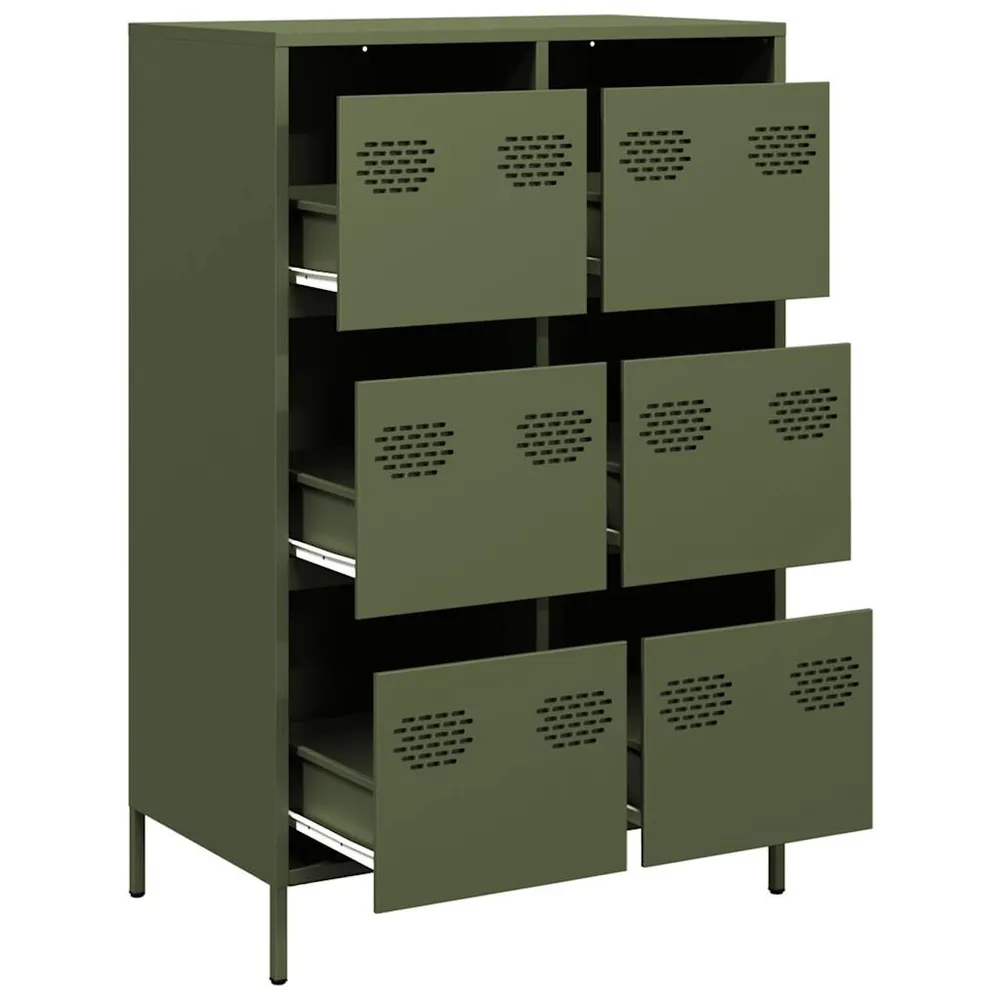 Carrello Portavivande Credenza Verde Oliva 68x39x101,5 cm Acciaio