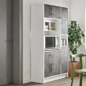 Certificato PEFC/FSC Credenza da cucina MADY - 5 ante e 1 cassetto Bianco/Grigio