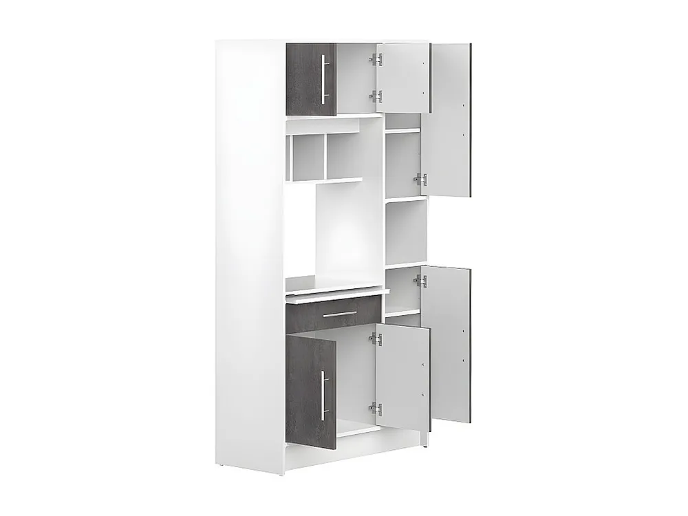 Certificato PEFC/FSC Credenza da cucina MADY - 5 ante e 1 cassetto Bianco/Grigio