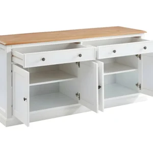 Certificato PEFC/FSC Credenza HONFLEUR - 4 ante e 2 cassetti - Pino e MDF bianco