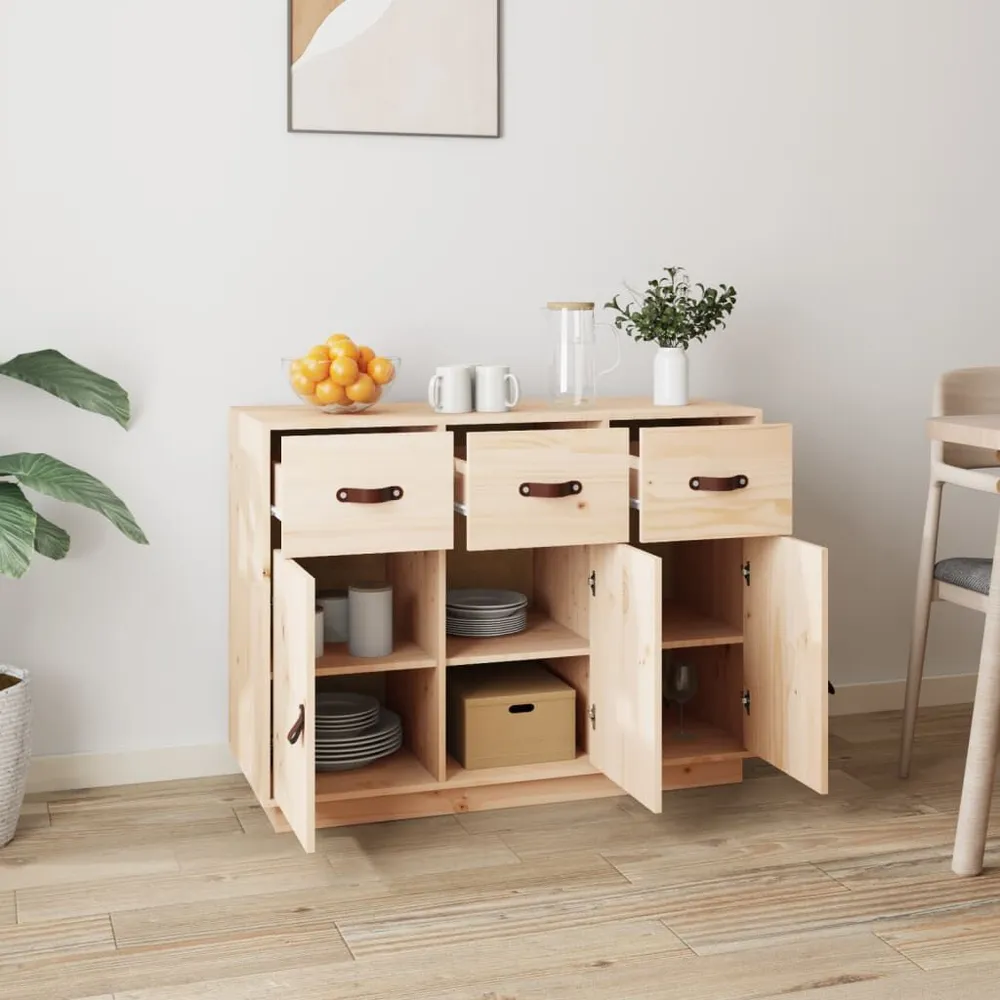 Credenza 100x40x75 cm Legno Massello di Pino per Pranzi Famiglia