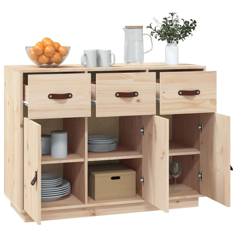 Credenza 100x40x75 cm Legno Massello di Pino per Pranzi Famiglia