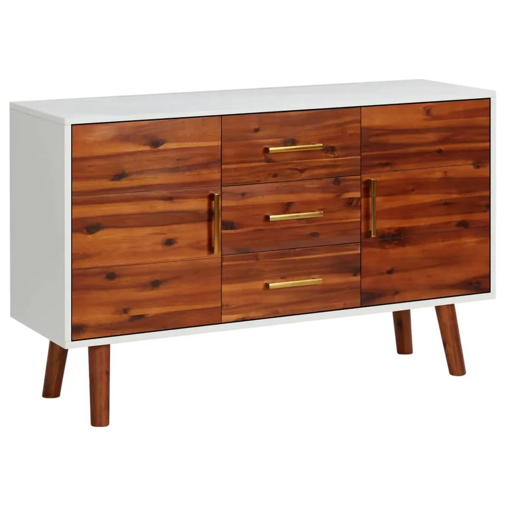 Credenza 110x35x70 cm Legno Massello di Acacia e MDF