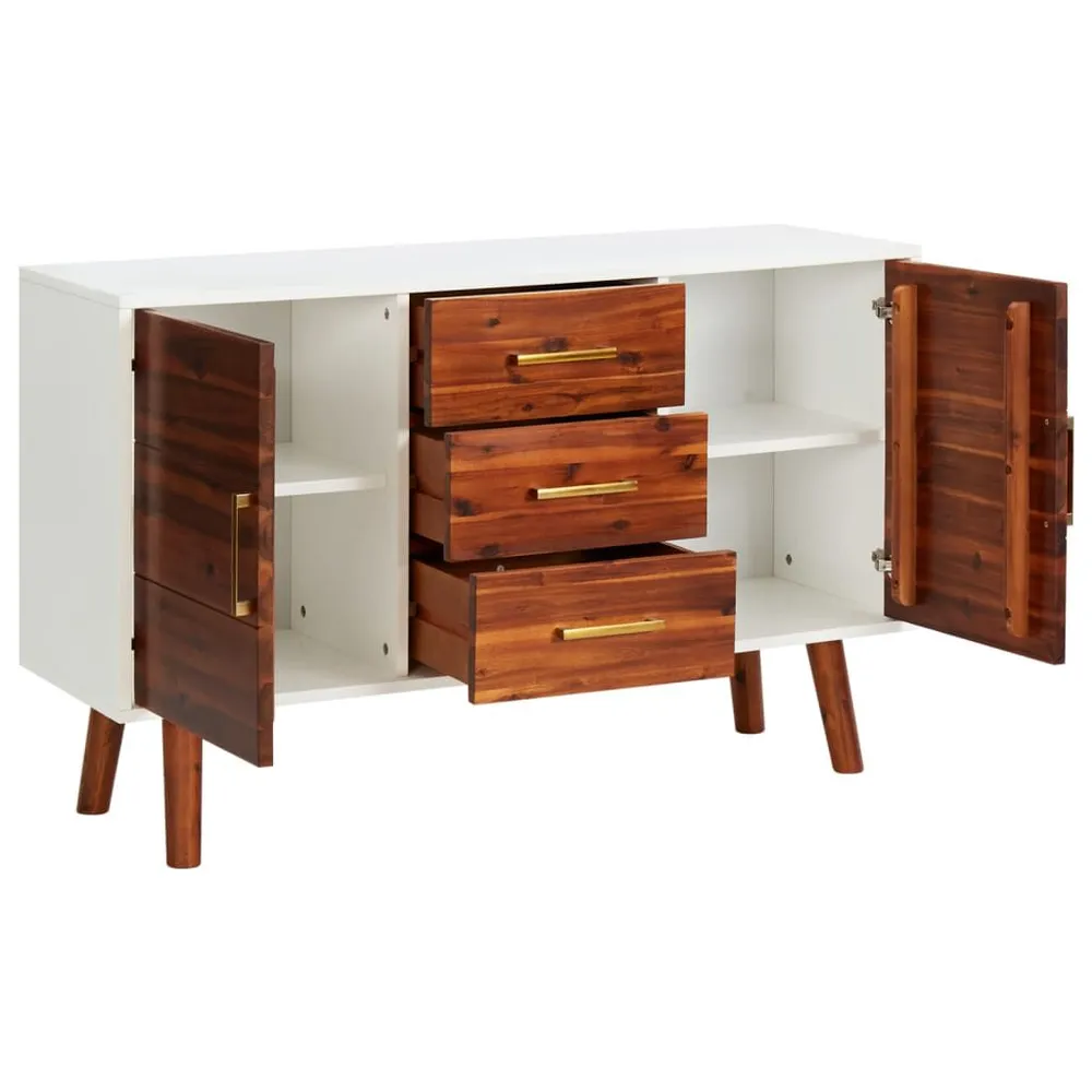 Credenza 110x35x70 cm Legno Massello di Acacia e MDF