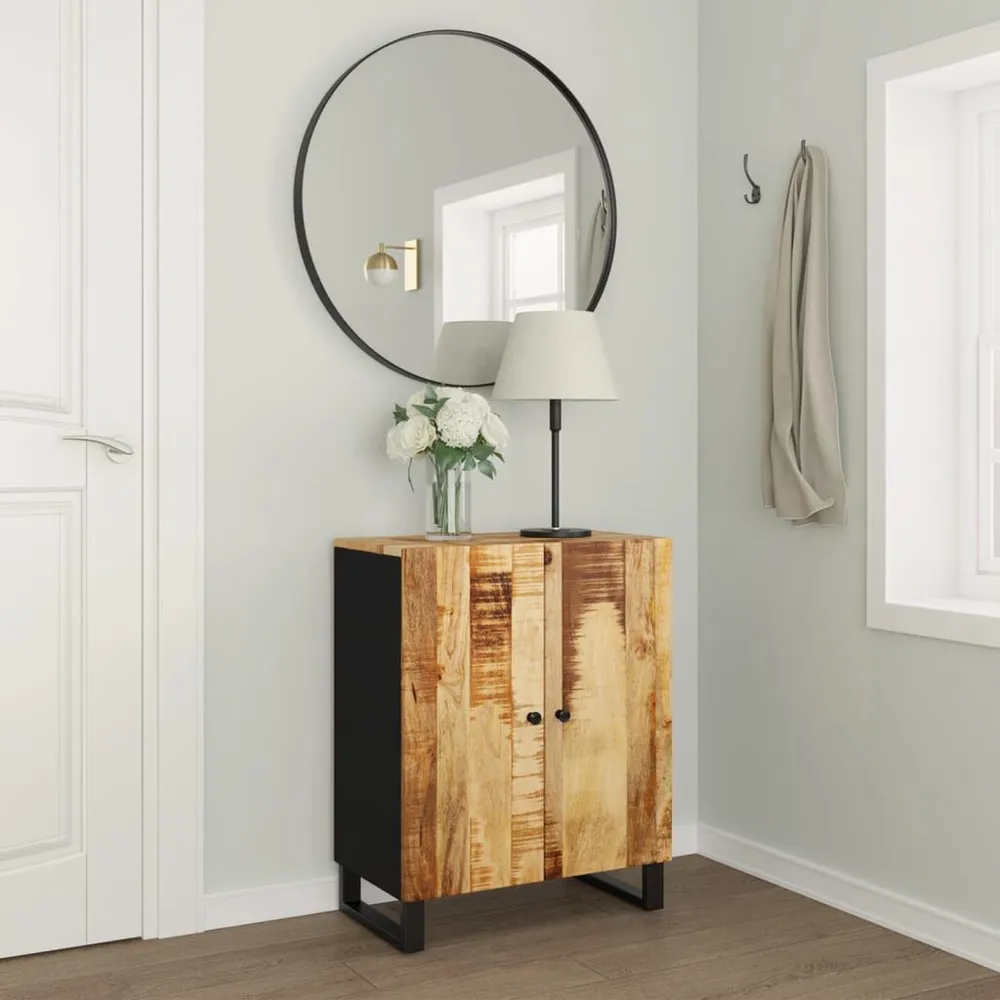 Credenza 60x33x75 cm Legno Massello di Mango Stile Rustico