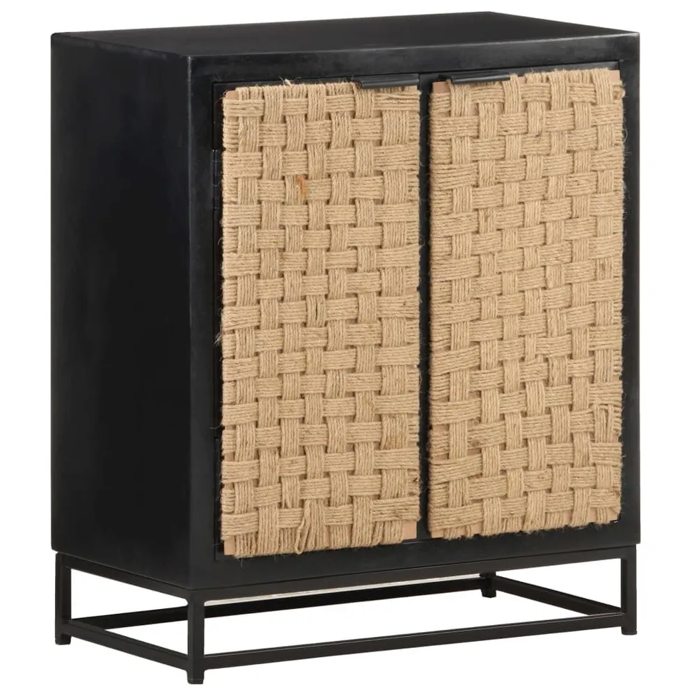 Credenza 60x35x70 cm Legno Massello di Mango con Piano Marmo Sintetico