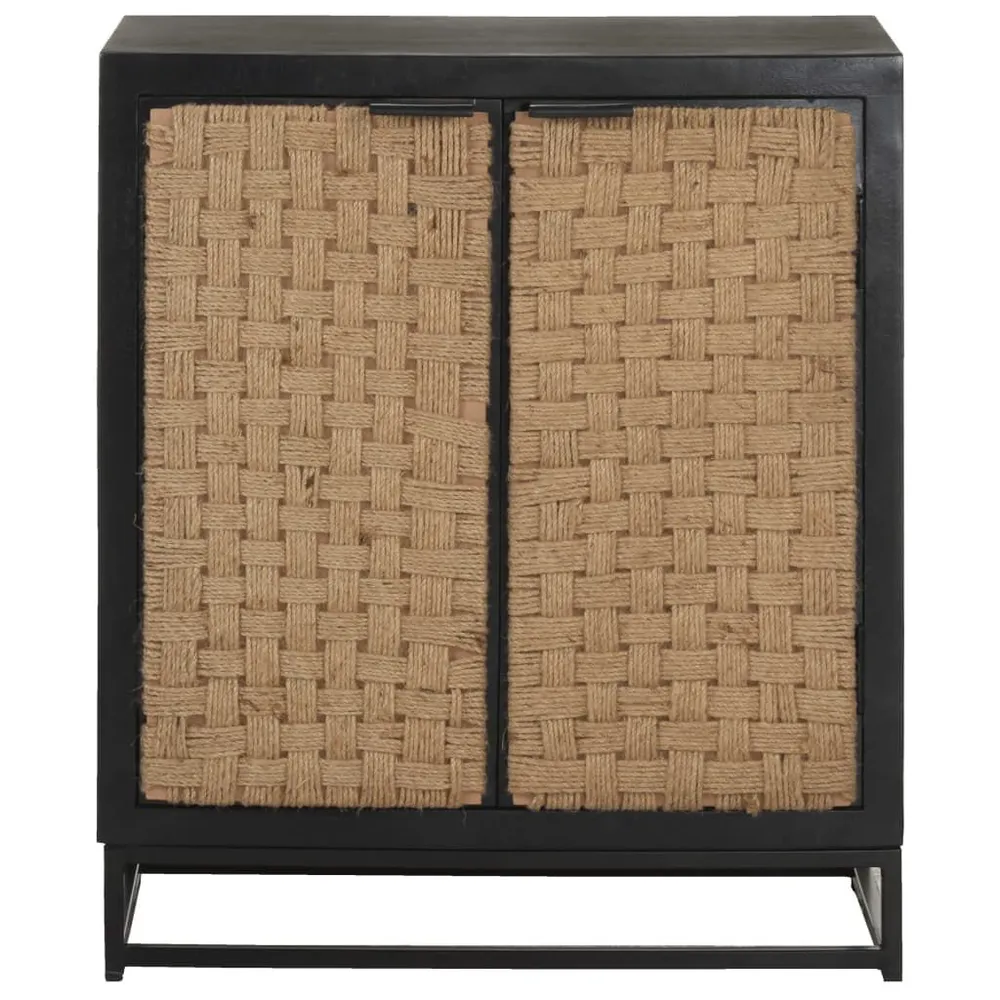 Credenza 60x35x70 cm Legno Massello di Mango con Piano Marmo Sintetico