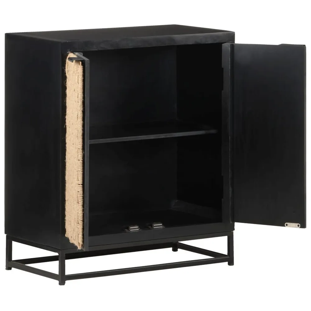 Credenza 60x35x70 cm Legno Massello di Mango con Piano Marmo Sintetico