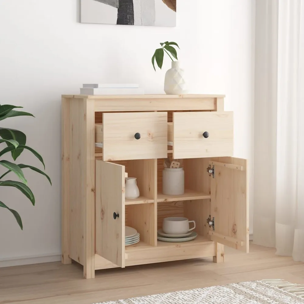 Credenza 70x35x80 cm Legno Massello di Pino