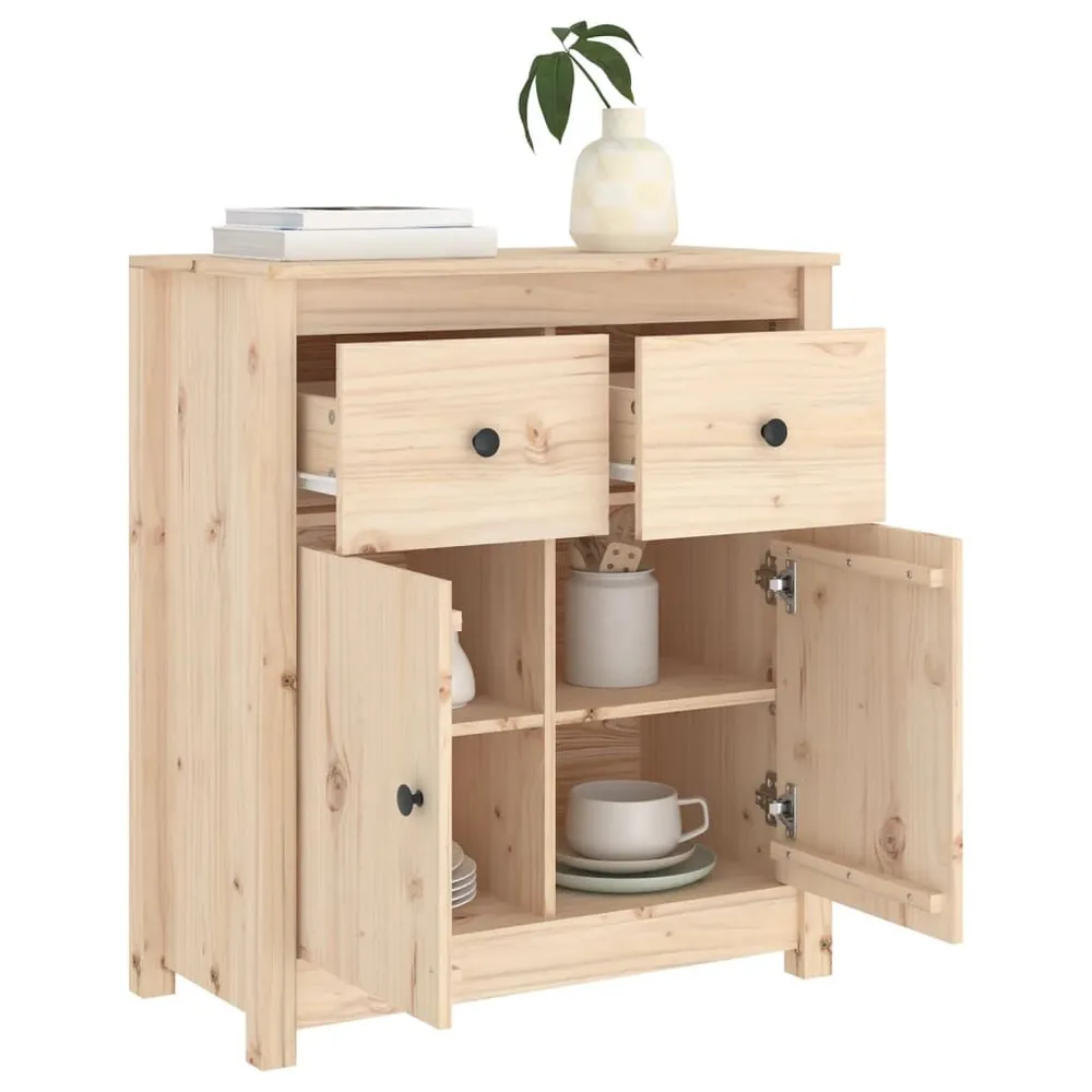Credenza 70x35x80 cm Legno Massello di Pino