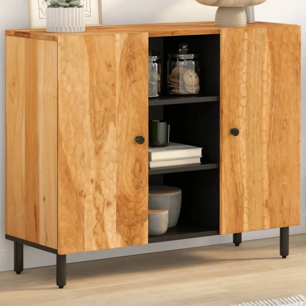 Credenza 90x33x75 cm Legno Massello di Acacia