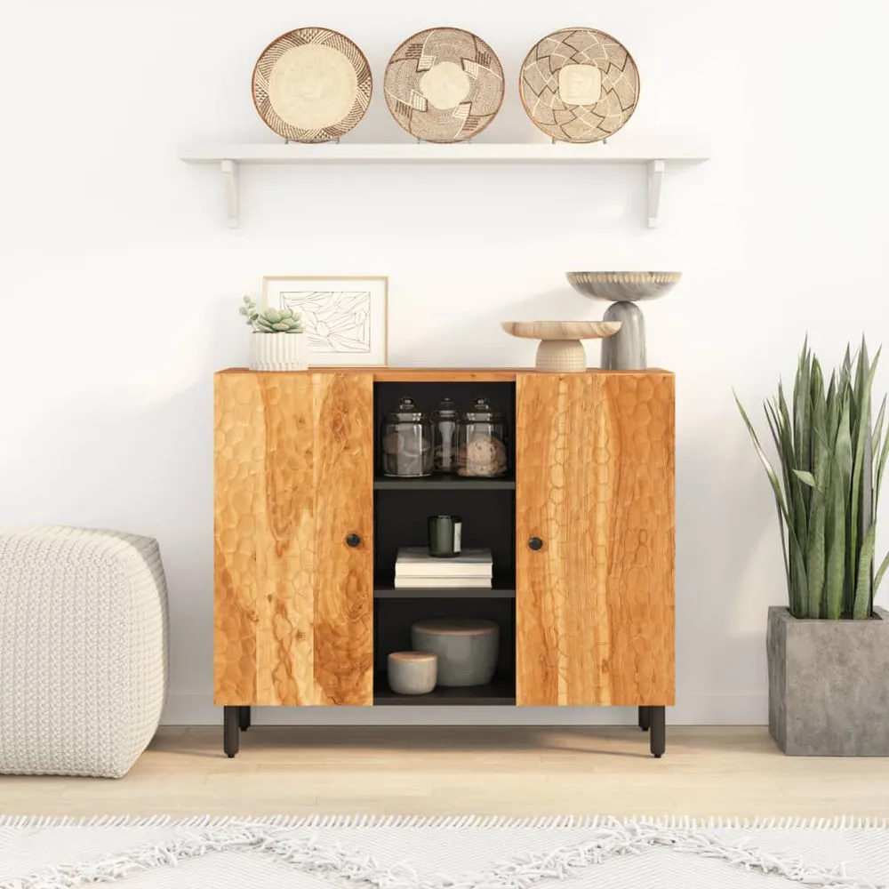 Credenza 90x33x75 cm Legno Massello di Acacia