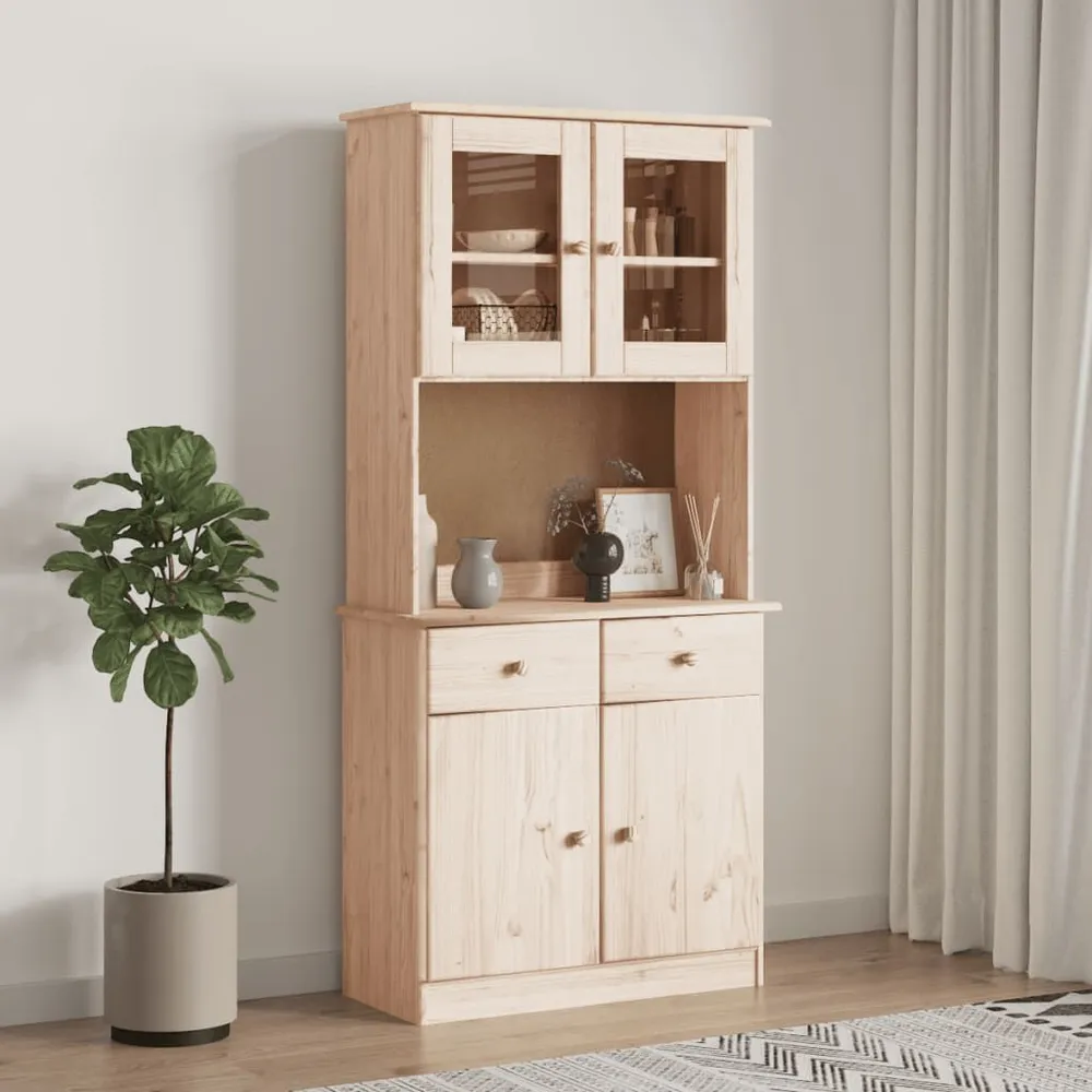 Credenza ALTA 77x35x165 cm Legno Massello di Pino