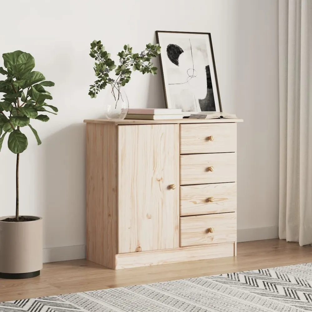 Credenza ALTA 77x35x73 cm Legno Massello di Pino