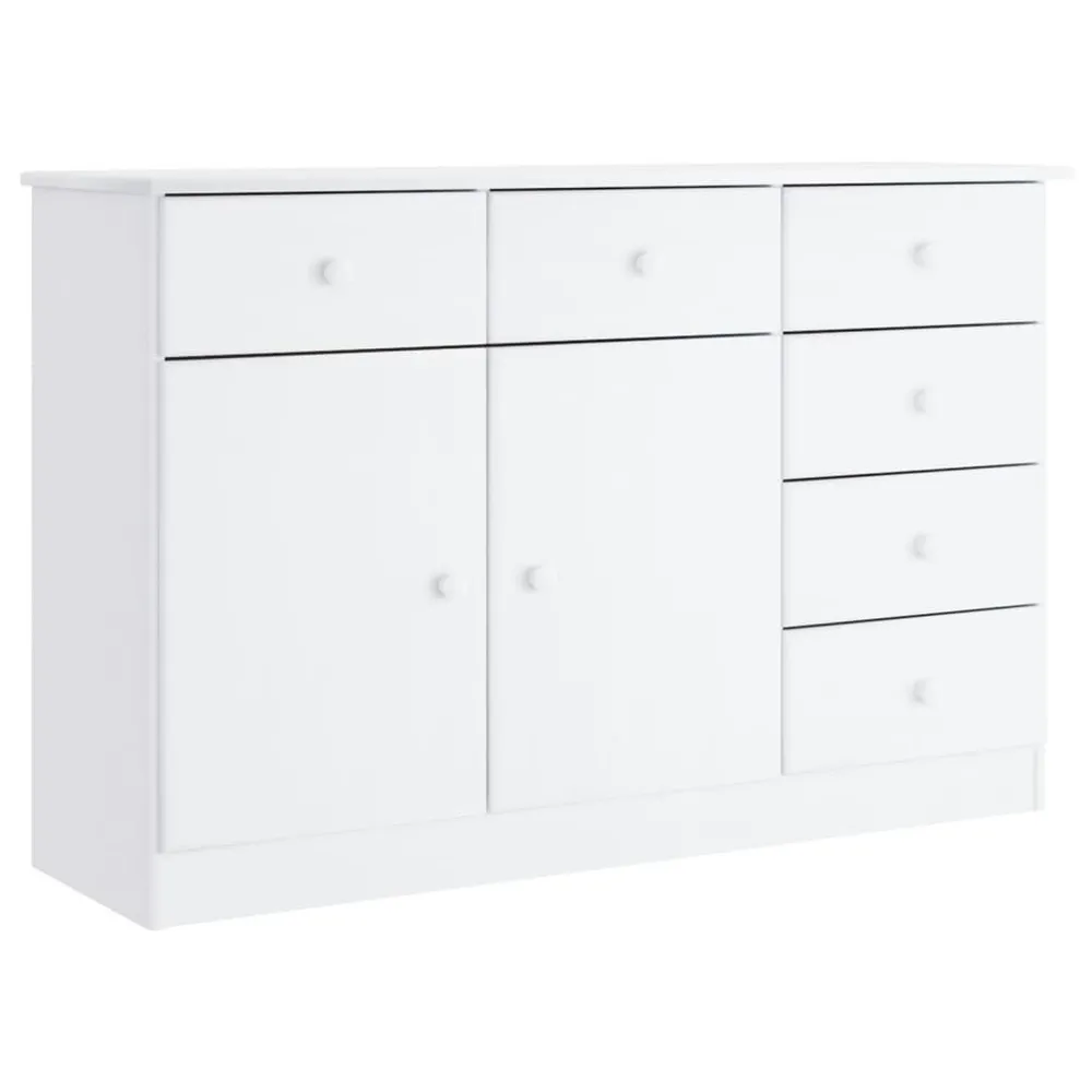 Credenza ALTA Bianca 112x35x73 cm Legno Massello di Pino
