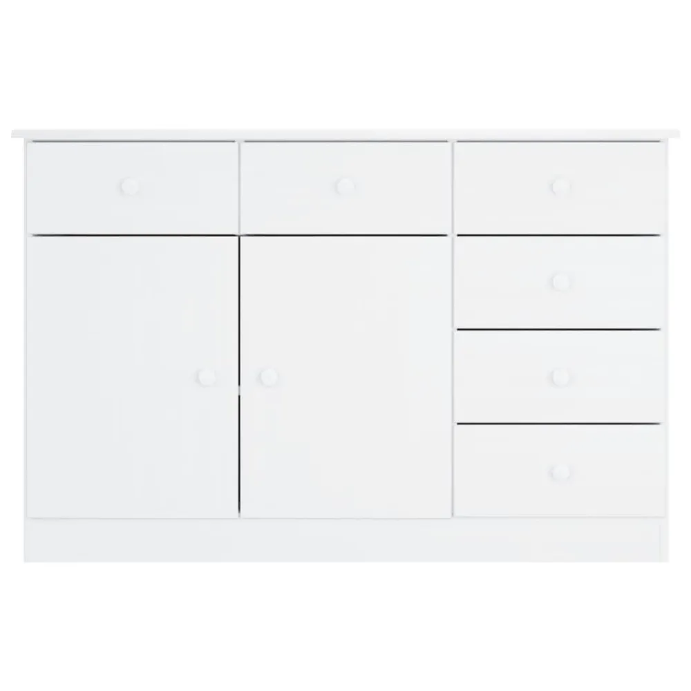 Credenza ALTA Bianca 112x35x73 cm Legno Massello di Pino