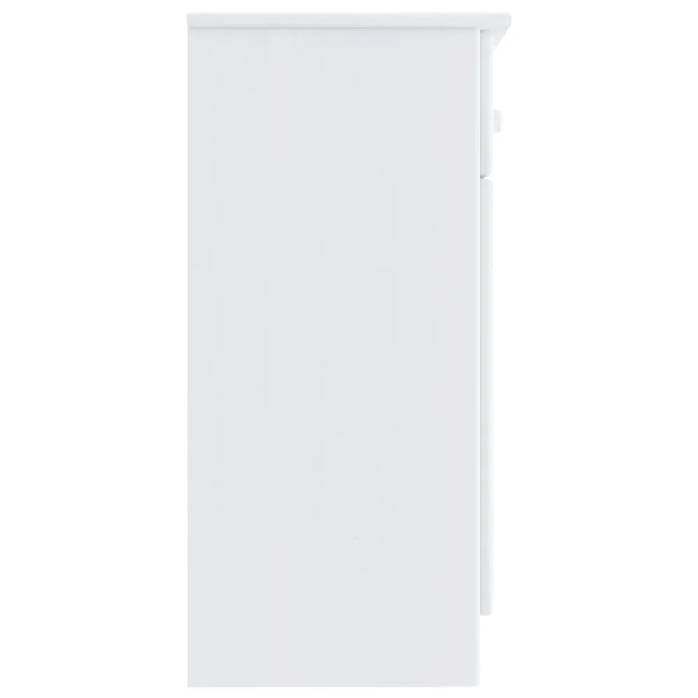 Credenza ALTA Bianca 112x35x73 cm Legno Massello di Pino