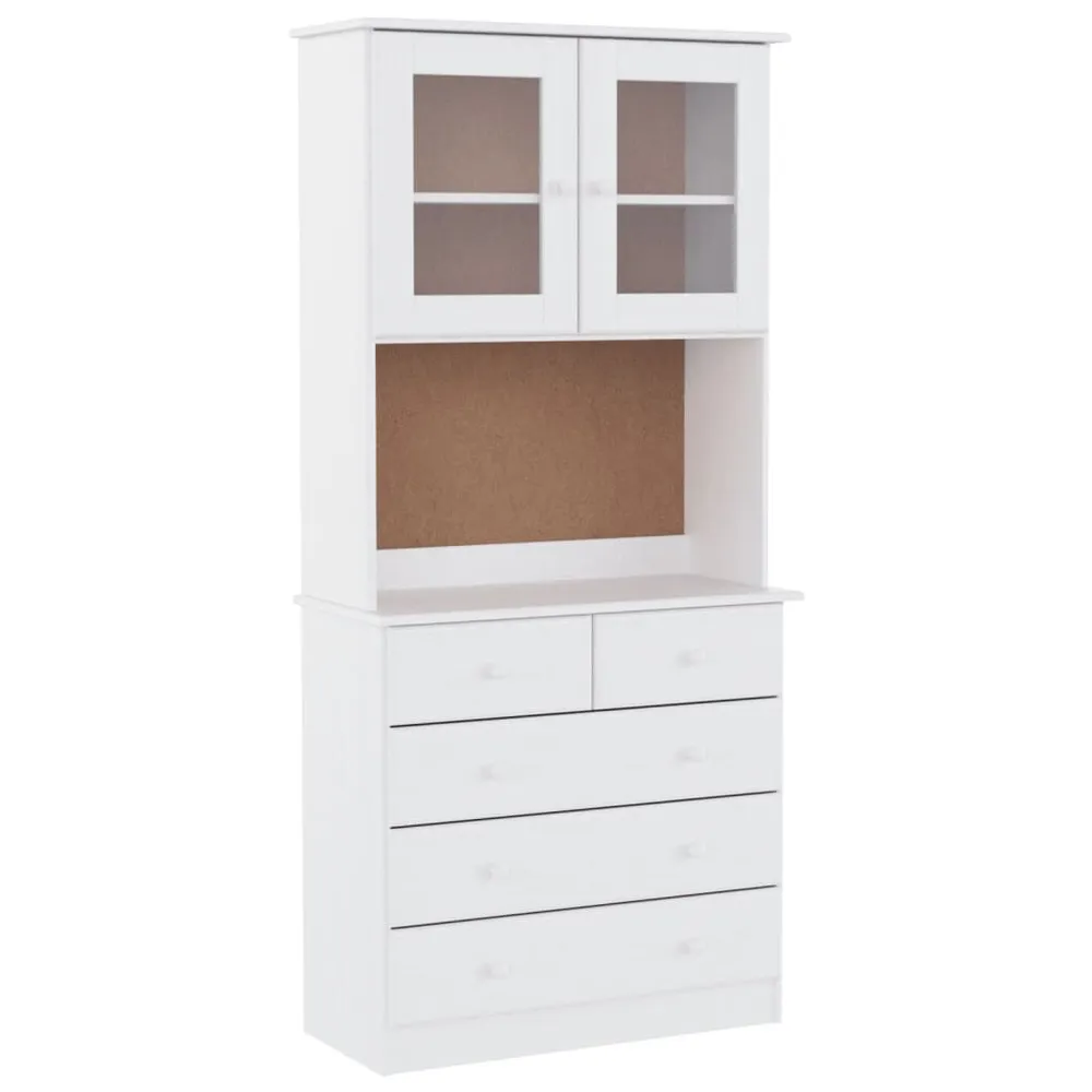 Credenza ALTA Bianca 77x35x165 cm Legno Massello di Pino