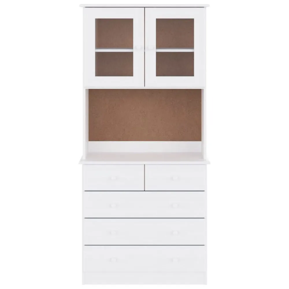 Credenza ALTA Bianca 77x35x165 cm Legno Massello di Pino