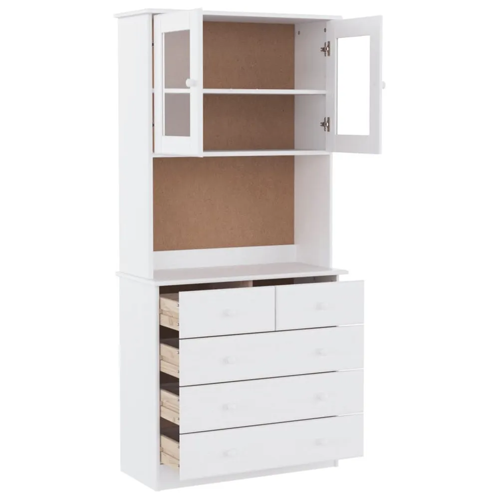 Credenza ALTA Bianca 77x35x165 cm Legno Massello di Pino