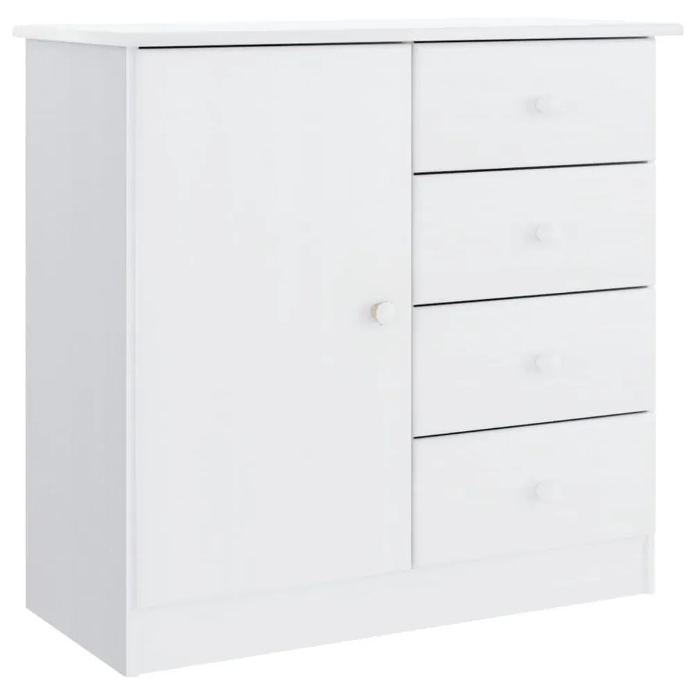 Credenza ALTA Bianca 77x35x73 cm Legno Massello di Pino