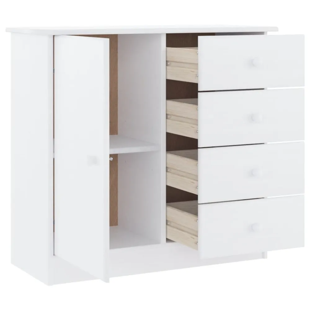 Credenza ALTA Bianca 77x35x73 cm Legno Massello di Pino