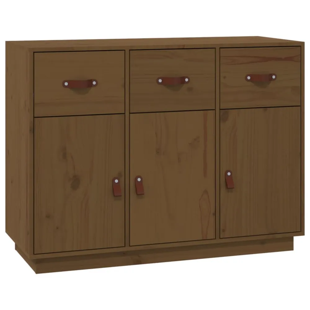 Credenza ambra 100x40x75 cm Legno Massello di Pino con Piano Marmo Sintetico