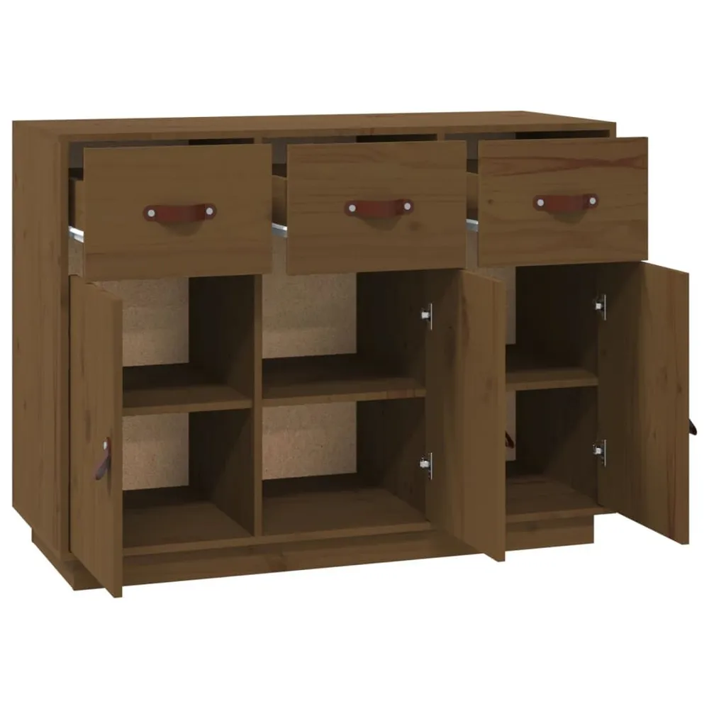 Credenza ambra 100x40x75 cm Legno Massello di Pino con Piano Marmo Sintetico