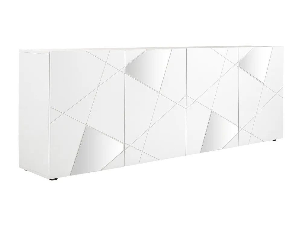 Credenza 4 ante e 4 scaffali Bianco laccato CANTIANO con Cassetti Soft-Close