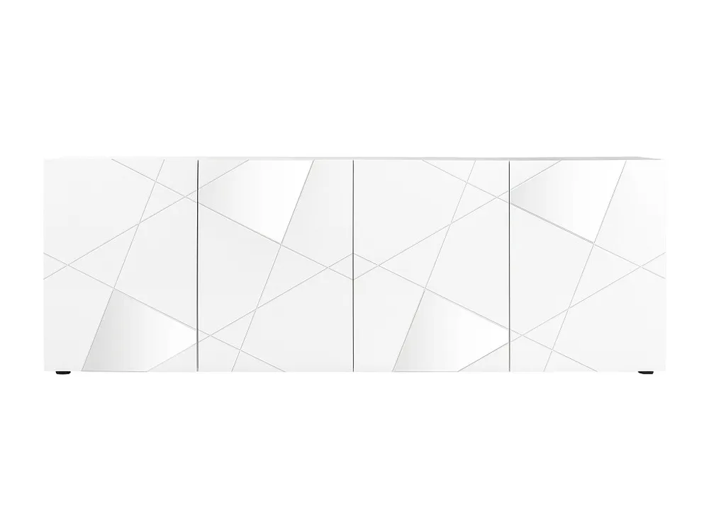 Credenza 4 ante e 4 scaffali Bianco laccato CANTIANO con Cassetti Soft-Close