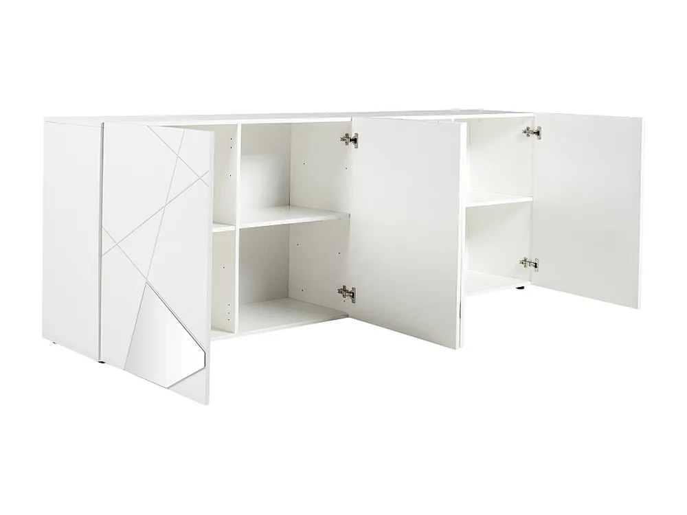 Credenza 4 ante e 4 scaffali Bianco laccato CANTIANO con Cassetti Soft-Close