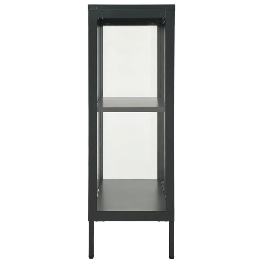 Credenza Antracite 75x35x105 cm Acciaio e Vetro con Ante Vetro