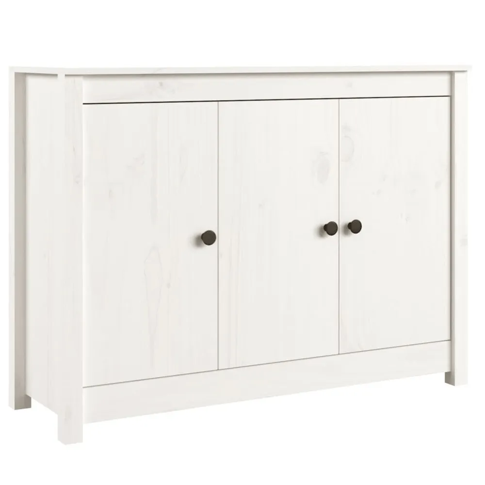 Credenza Bianca 100x35x74 cm Legno Massello di Pino