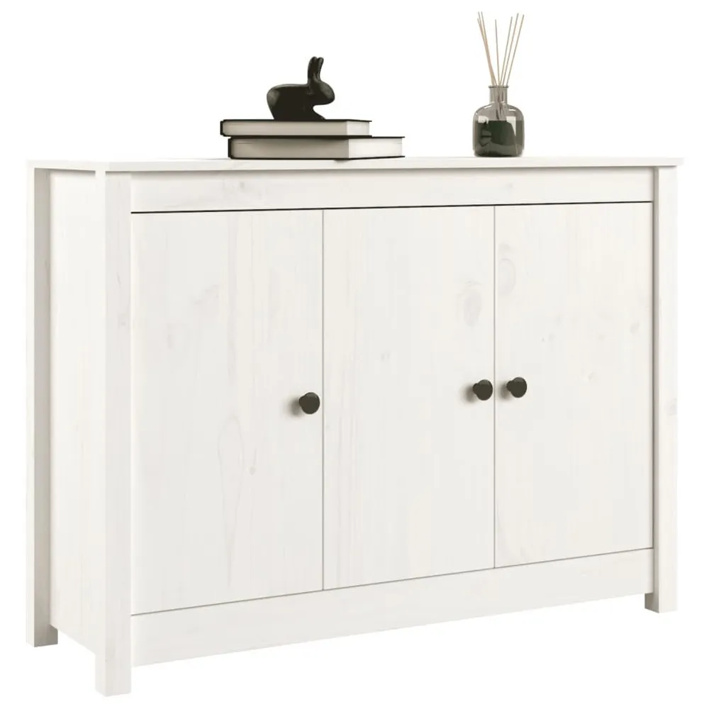 Credenza Bianca 100x35x74 cm Legno Massello di Pino
