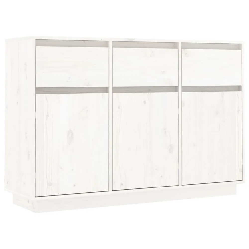 Credenza Bianca 110x34x75 cm Legno Massello di Pino