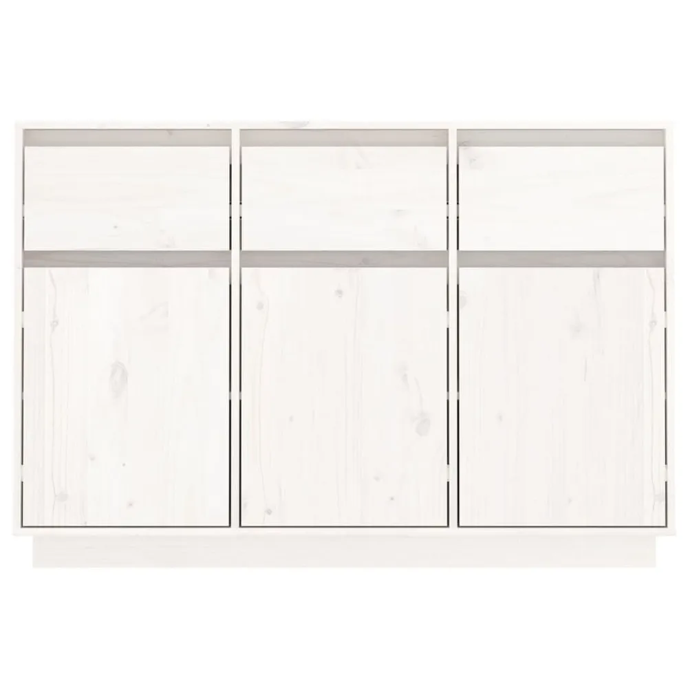 Credenza Bianca 110x34x75 cm Legno Massello di Pino