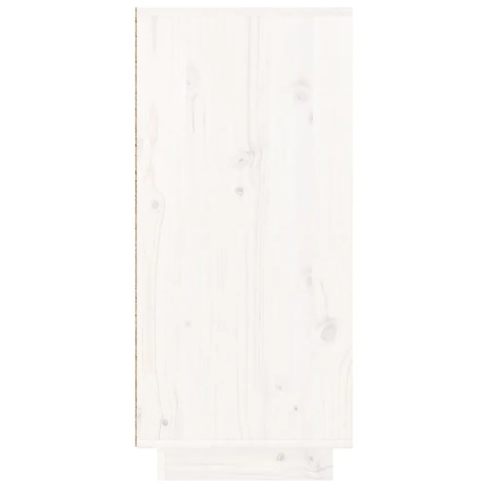 Credenza Bianca 110x34x75 cm Legno Massello di Pino
