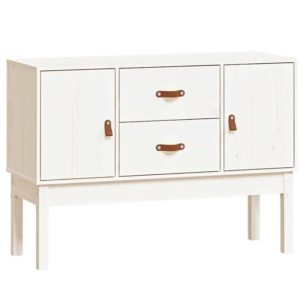 Credenza Bianca 110x40x78 cm Legno Massello di Pino