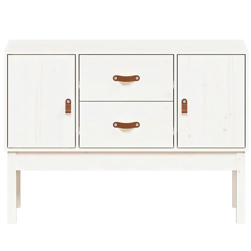 Credenza Bianca 110x40x78 cm Legno Massello di Pino