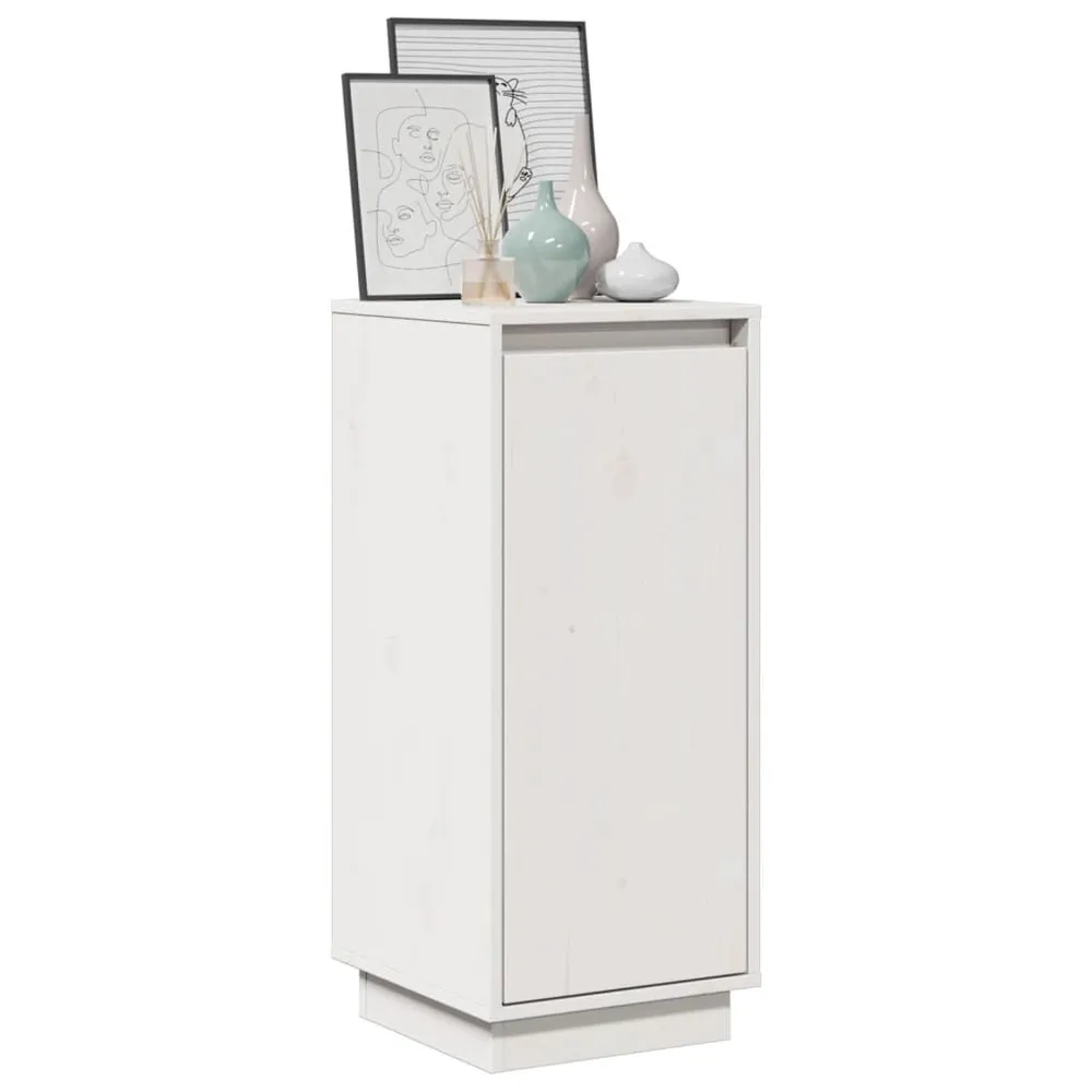 Credenza Bianca 31,5x34x75 cm Legno Massello di Pino