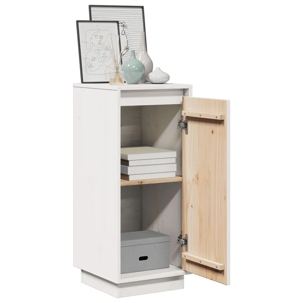 Credenza Bianca 31,5x34x75 cm Legno Massello di Pino